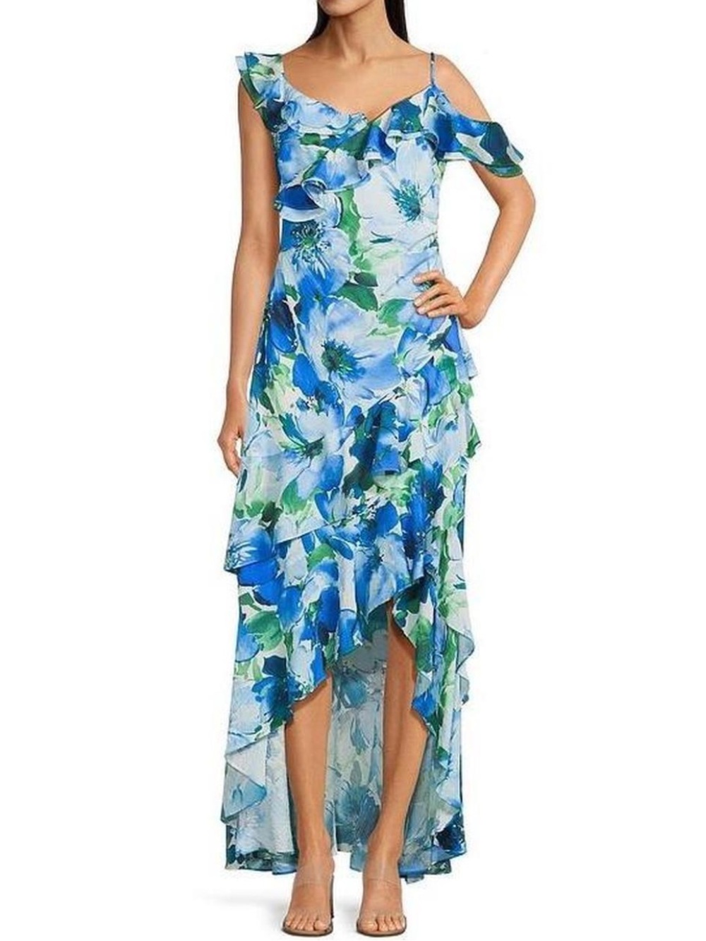 NWT Alex Marie Floral Maxi Dress Tropical Blue White size 16